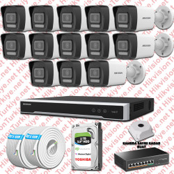 Hikvision 13 İp Kameralı 4mp Hibrit Colorvu Kamera Seti